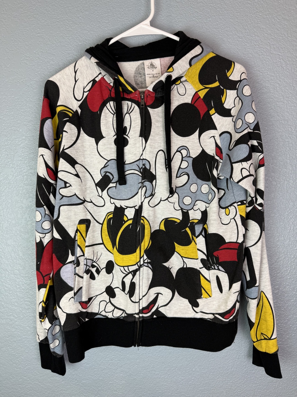 Disney Store Hoodie Womens Medium Minnie Mouse Full Zip Bow Ears Pockets Cute